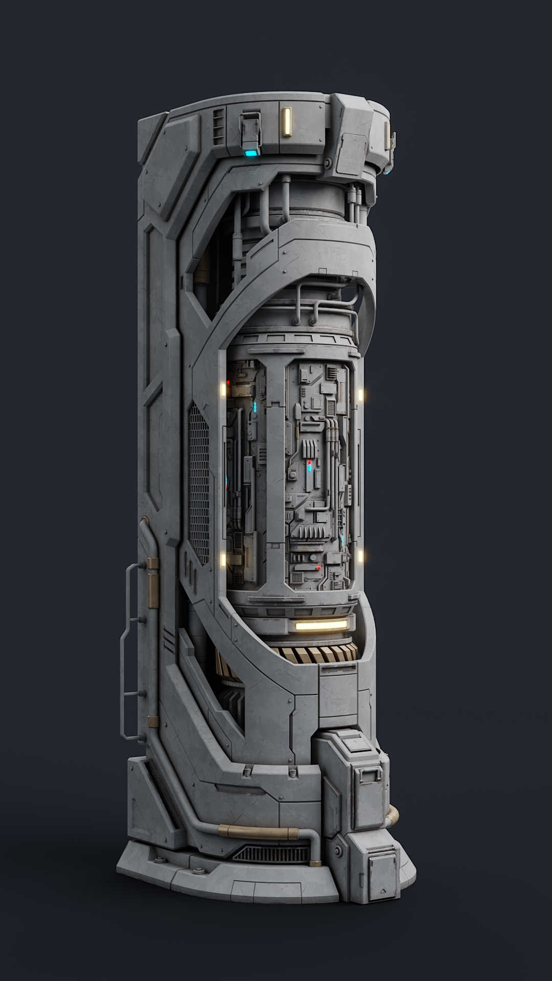 科技感机械立柱模型-Sci-Fi Parts Kit Pack vol 02