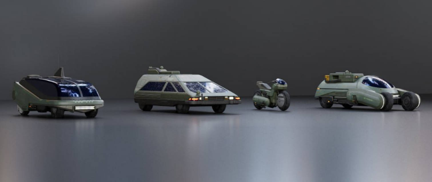 未来科幻赛博朋克建筑汽车街道场景3D模型资产 BMS Cyberpunk