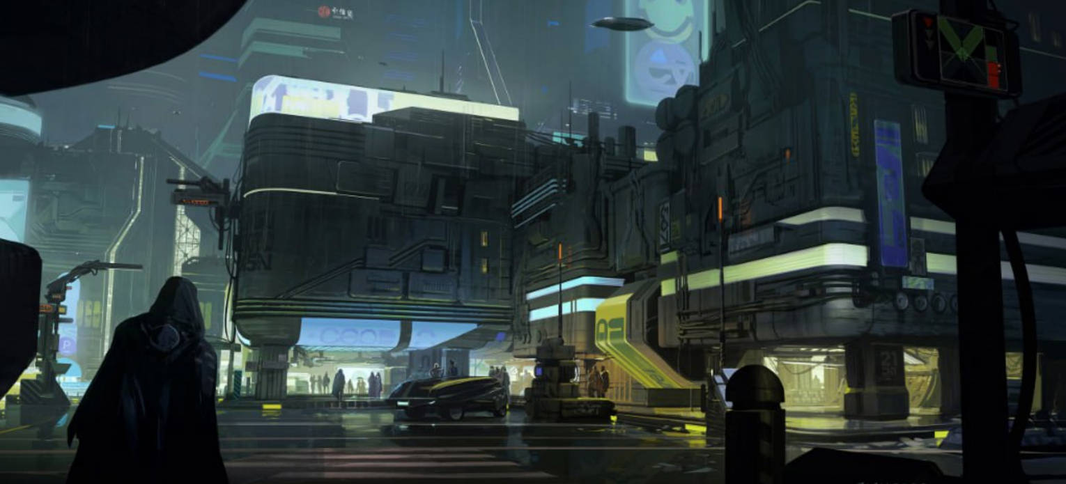 未来科幻赛博朋克建筑汽车街道场景3D模型资产 BMS Cyberpunk