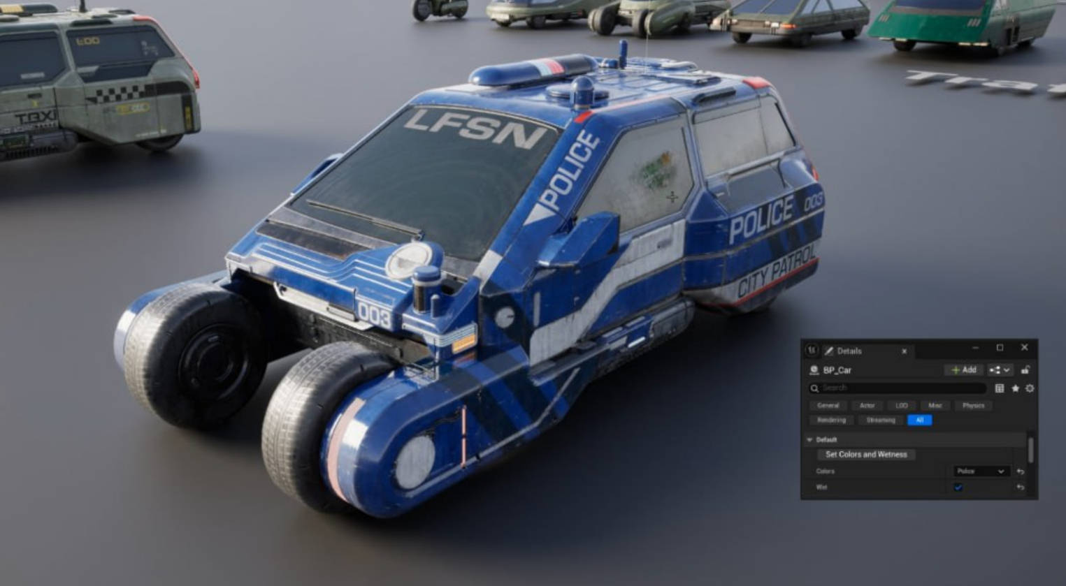 未来科幻赛博朋克建筑汽车街道场景3D模型资产 BMS Cyberpunk