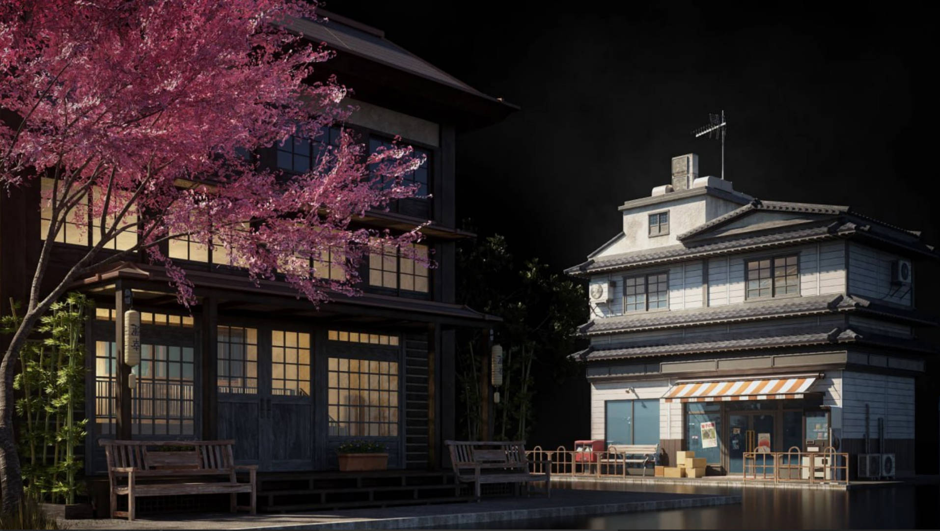 日式建筑楼房3D模型资产 Japanese Neighborhood