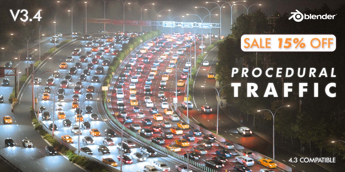 Procedural Traffic v2.2.1 for Blender 交通车流动画模拟插件