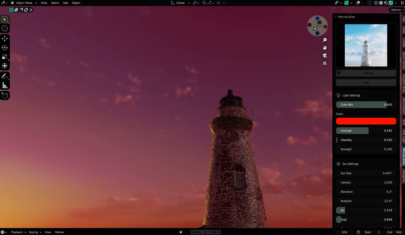 Moving Skies Addon for blender 动态云彩天空插件