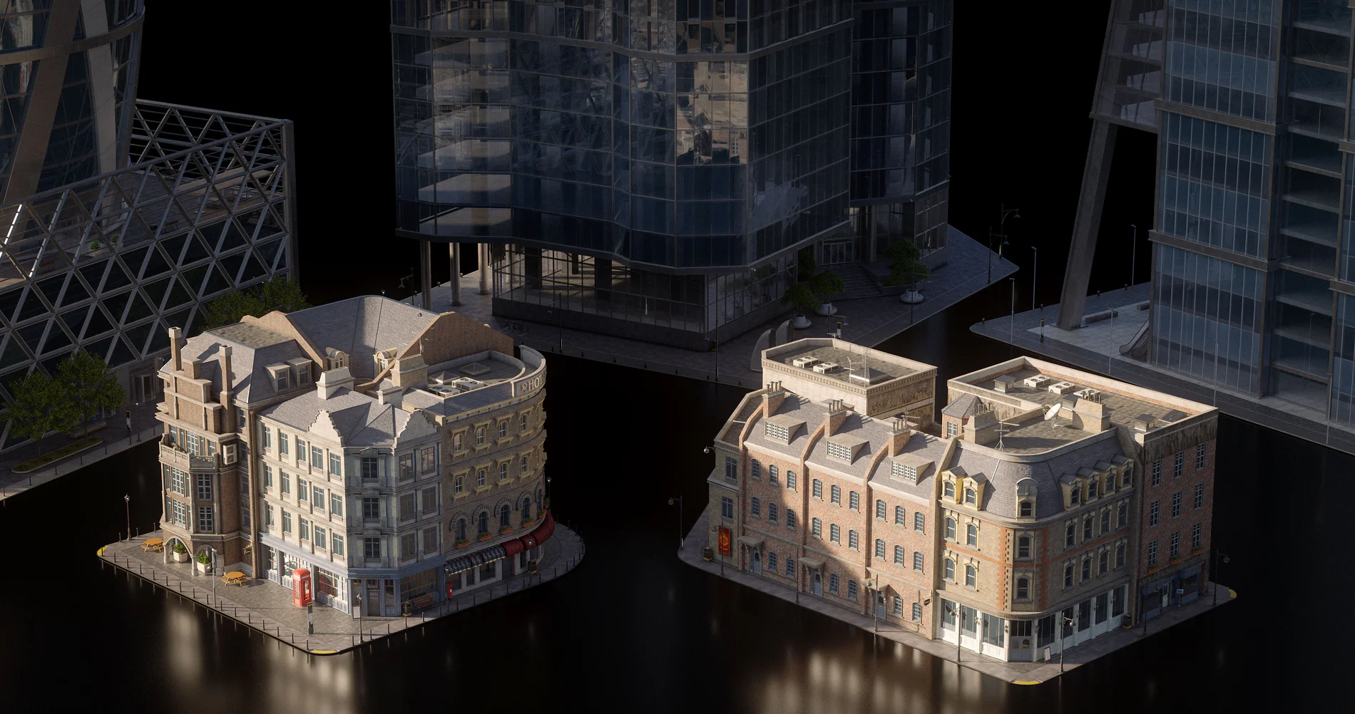 欧洲伦敦现代建筑住宅大厦3D模型