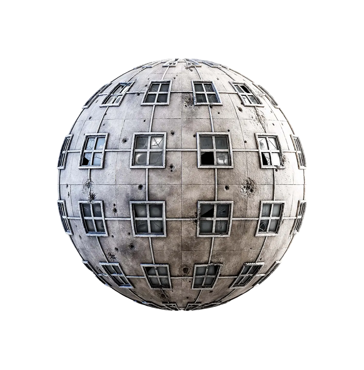 带破损窗户的墙250610504