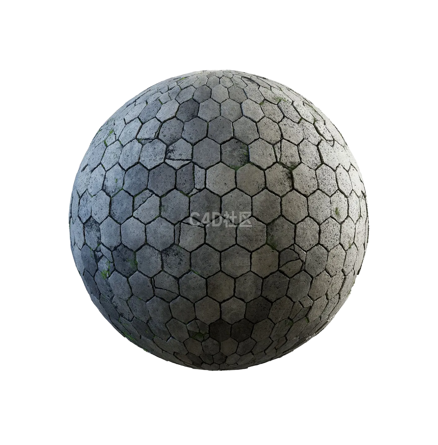 损坏六边形混凝土人行道2506101063