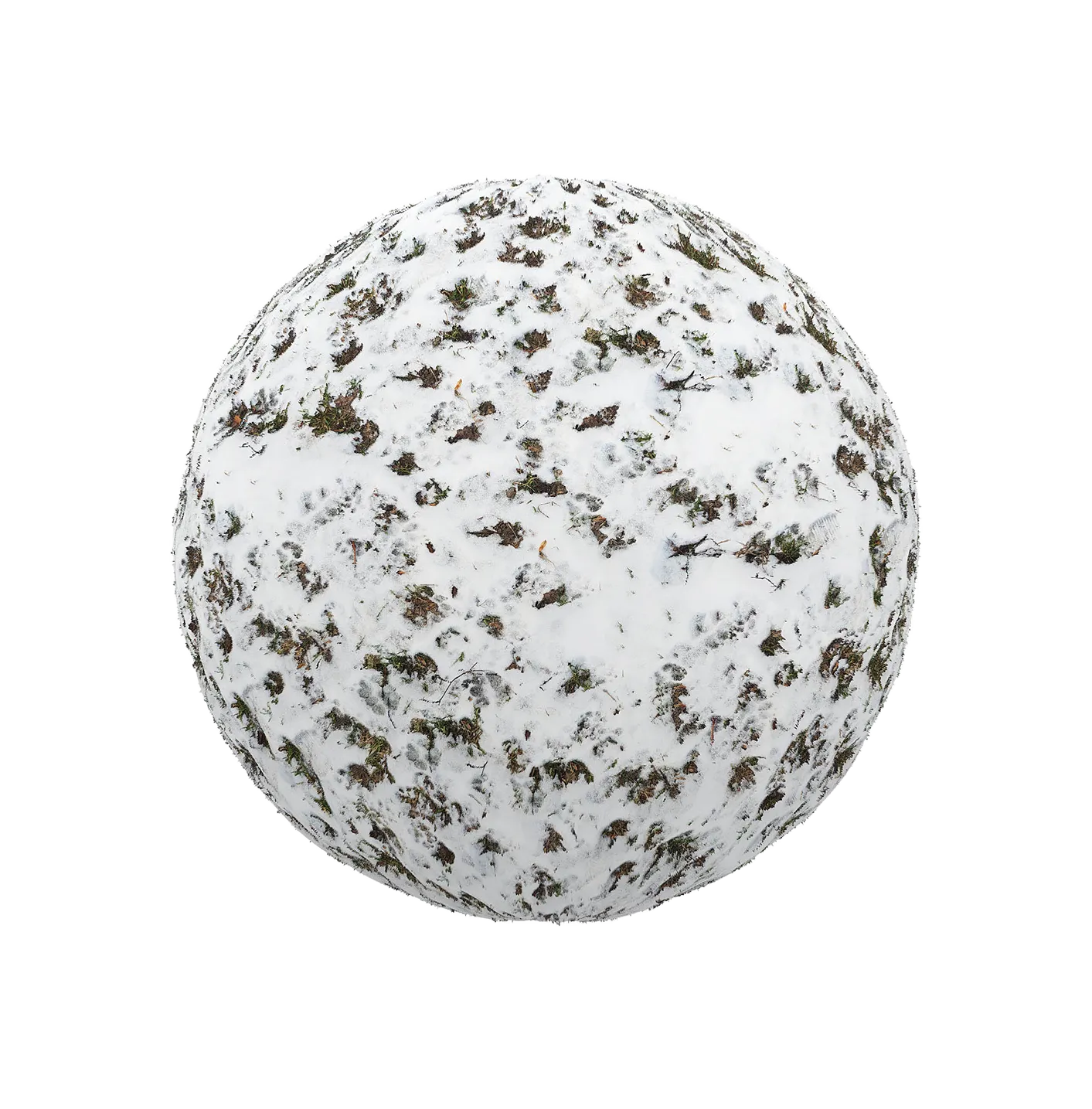 覆盖草和泥土的雪250609367