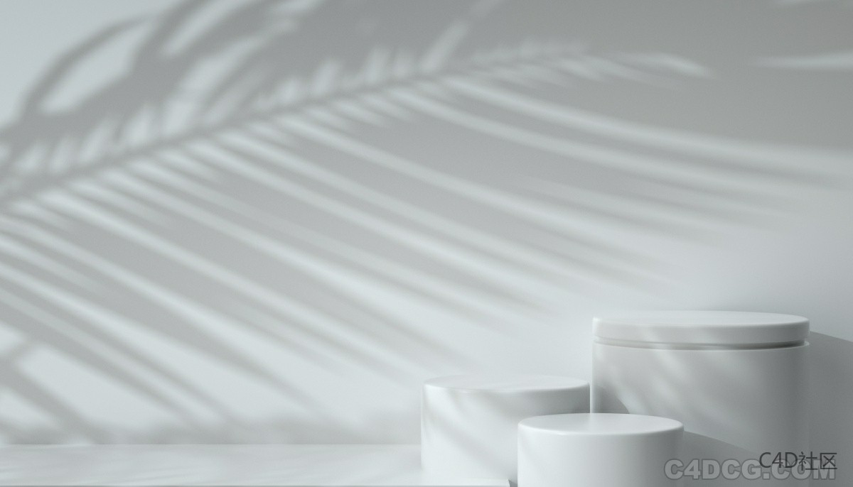 C4D电商场景-植物光影纯色场景