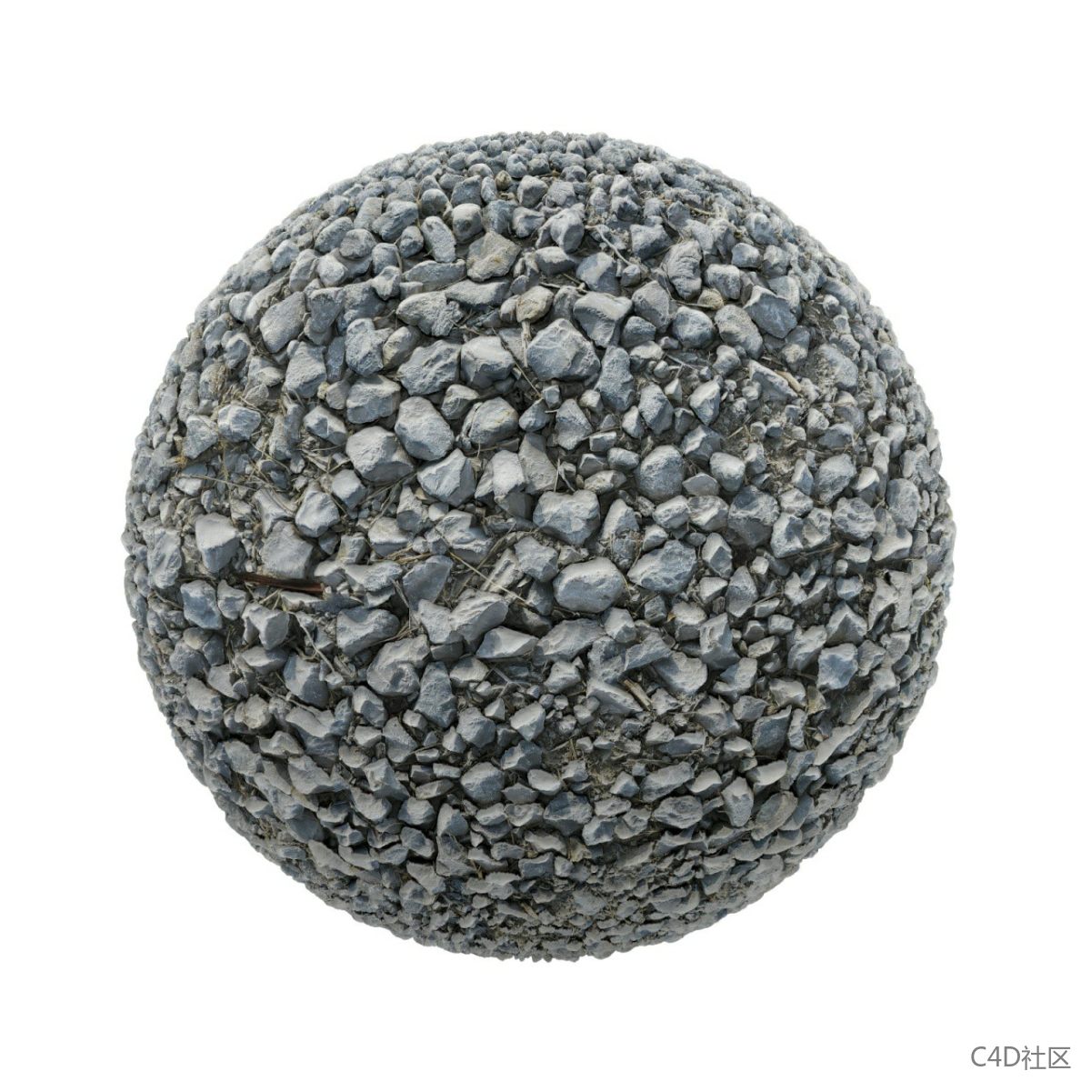 灰色大颗粒砾石地面有草屑