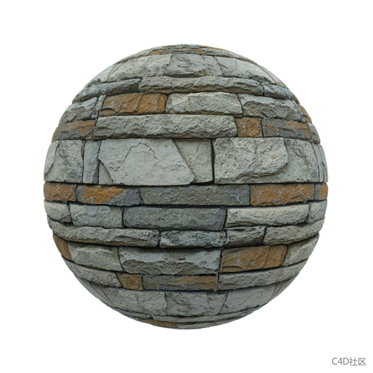 ​灰橙石砖墙壁纹理贴图