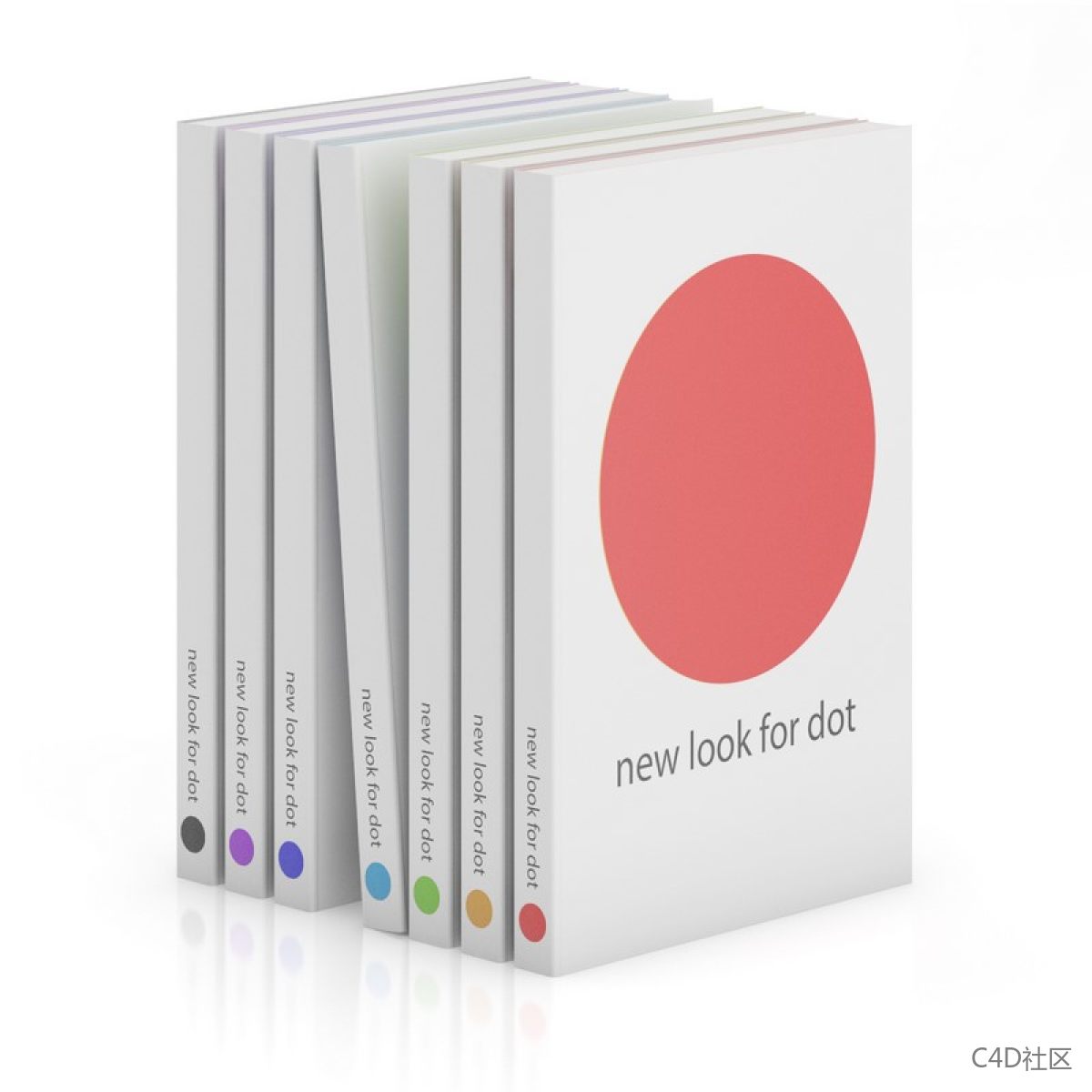 书籍模型-七本轻薄书籍有一本已经倒塌