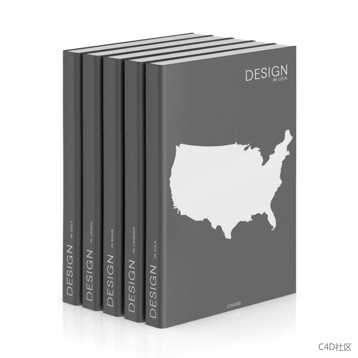 书籍模型-五本厚薄一致的书