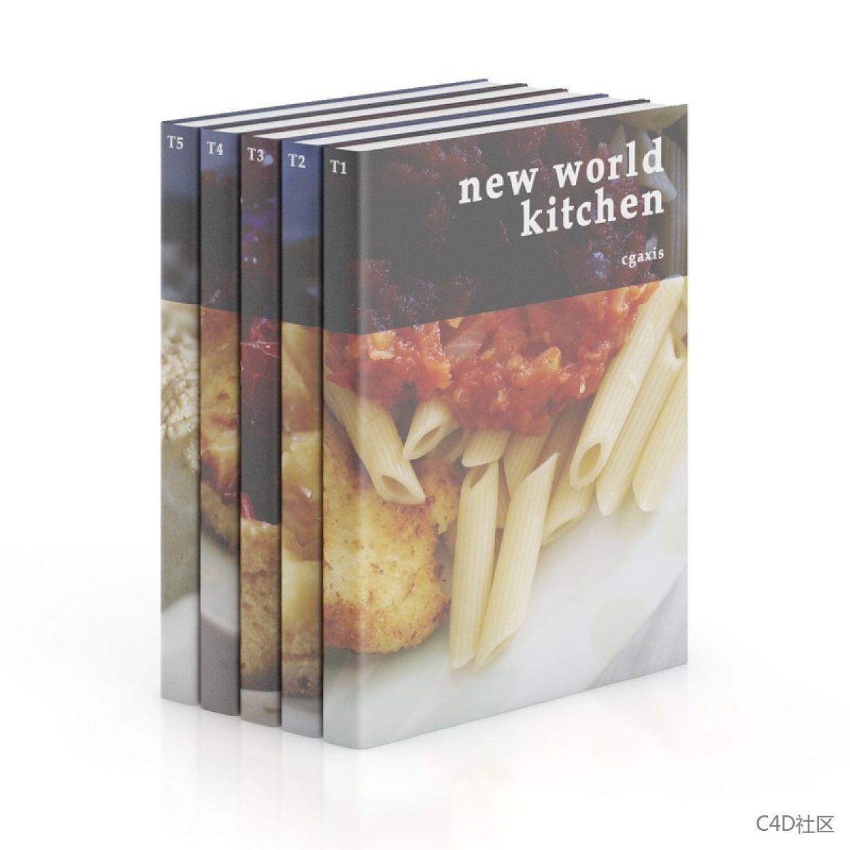 书籍模型-五本风格统一的书