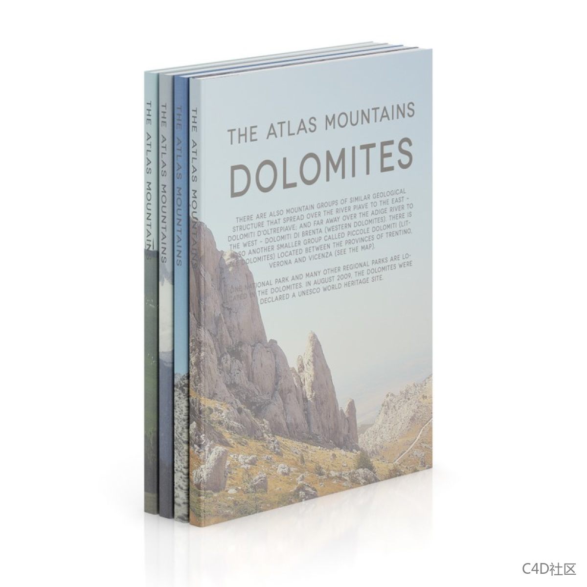 书籍模型-四本轻薄封面杂志书籍