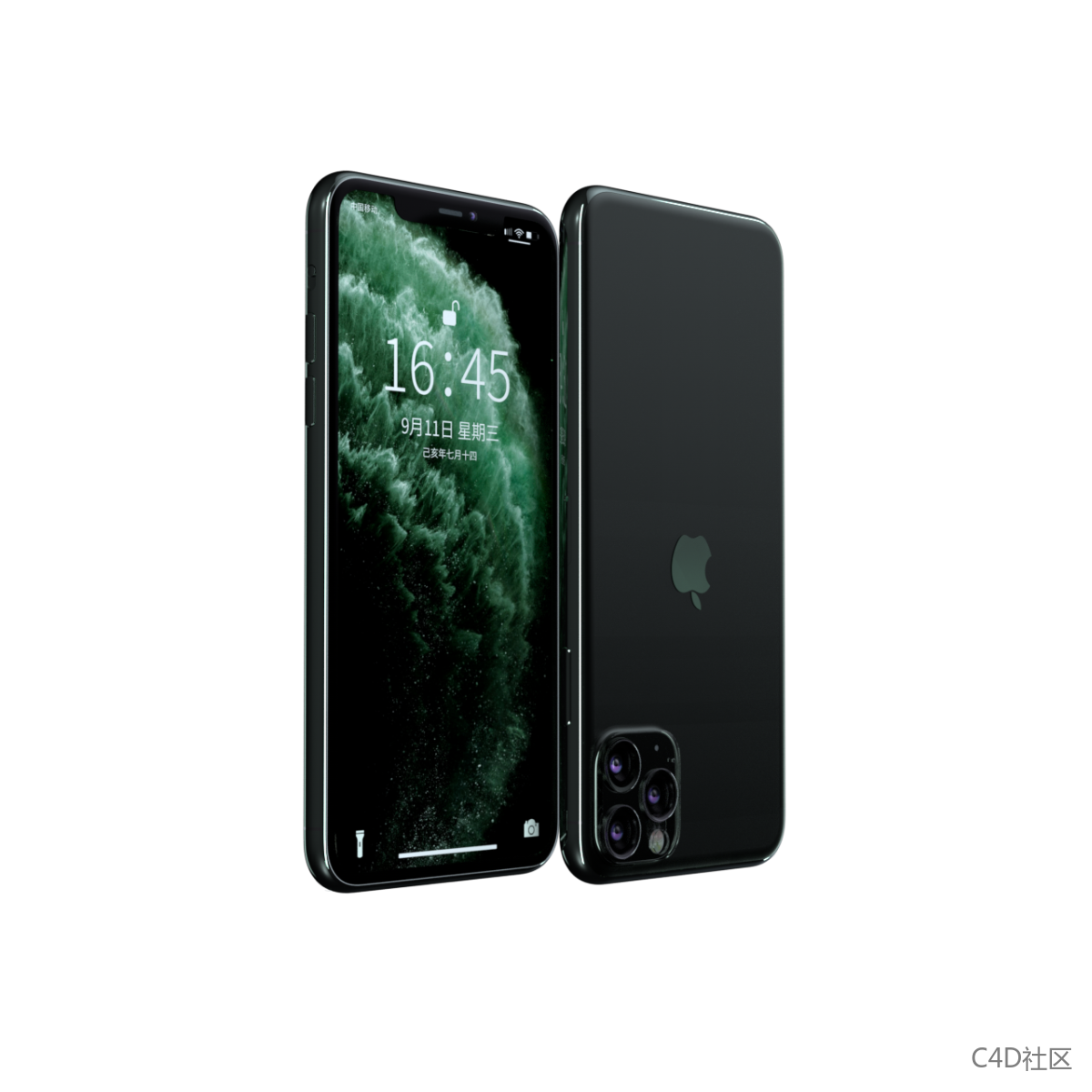 Iphone 11 Pro Max 手机模型-C4D模型(含Octane材质贴图)