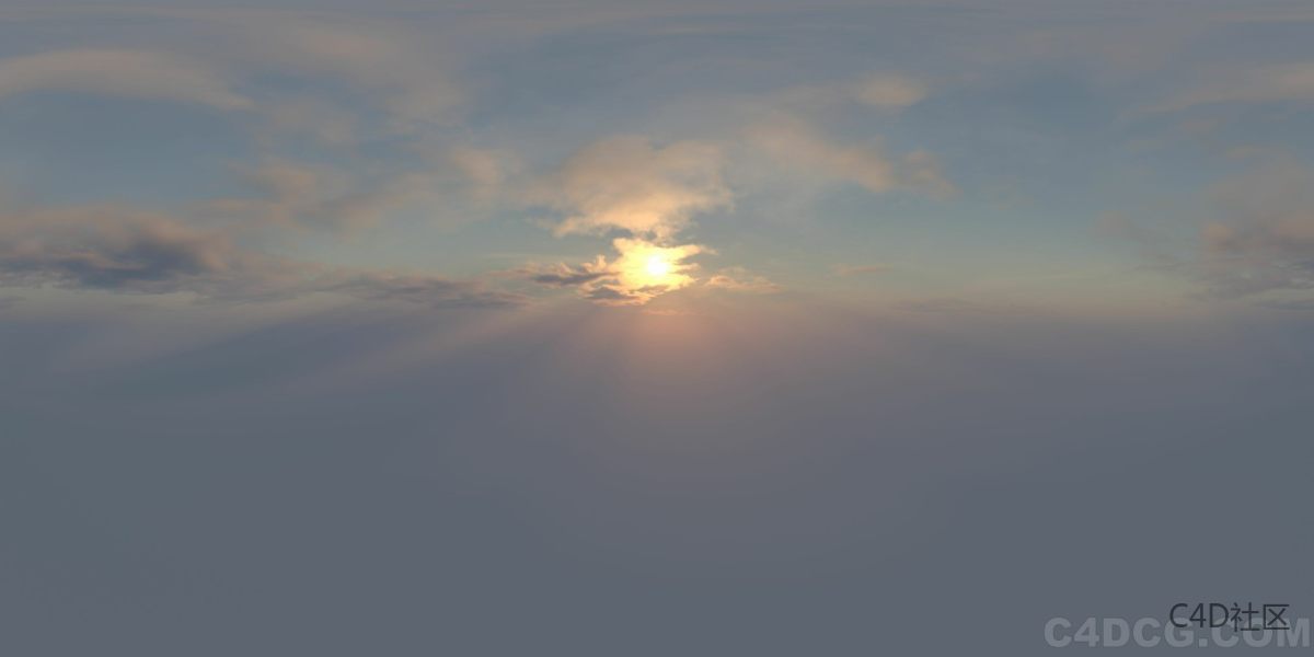 4K-HDRI-全景天空-日出太阳刚从云层冒头