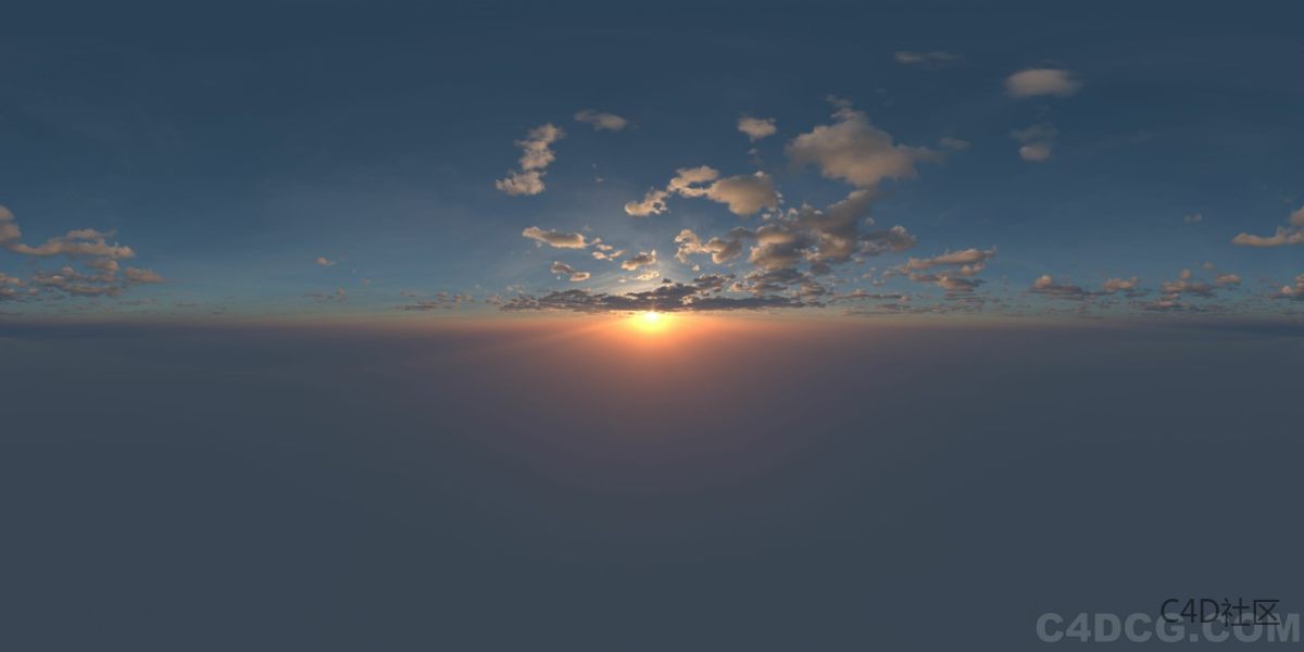 4K-HDRI-全景天空-夕阳落山