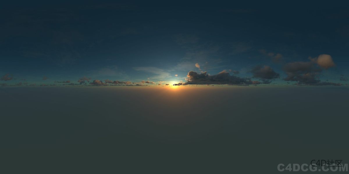 4K-HDRI-全景天空-被云层遮挡的夕阳