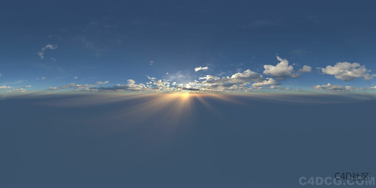 4K-HDRI-全景天空-晨光太阳的光束非常漂亮