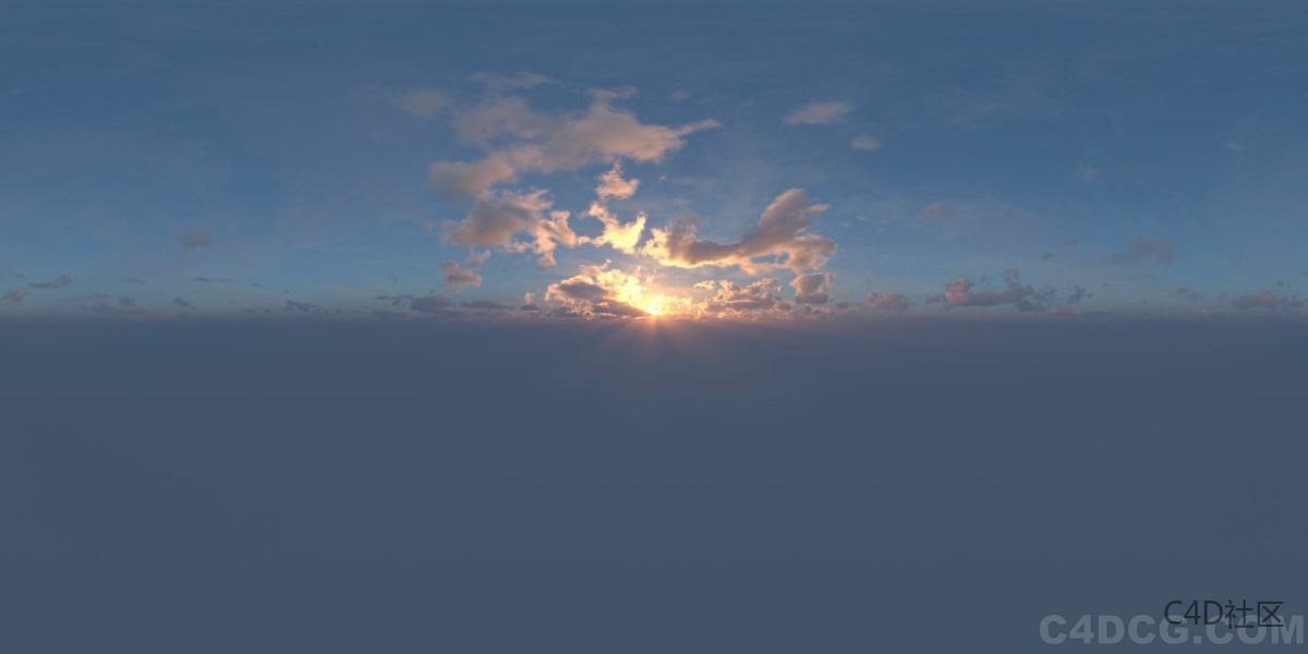 4K-HDRI-全景天空-日出日出金色的云朵