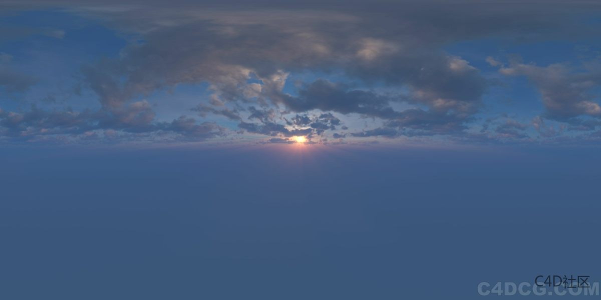 4K-HDRI-全景天空-拂晓云层丰富太阳刚冒出来