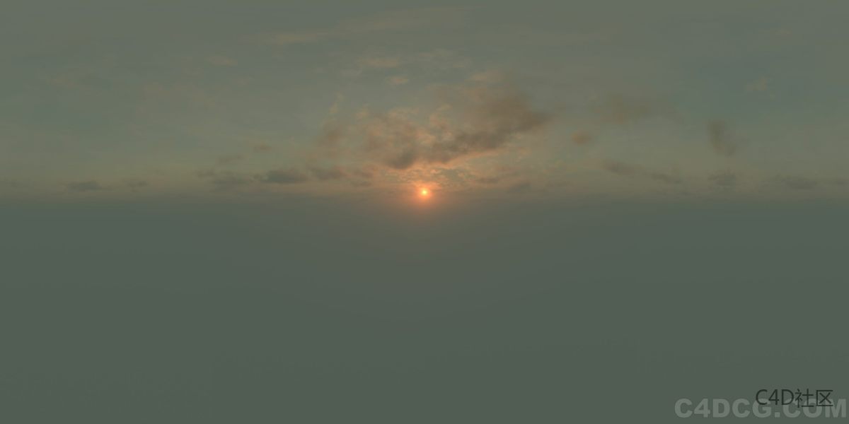 4K-HDRI-全景天空-雾霾天日落黄昏