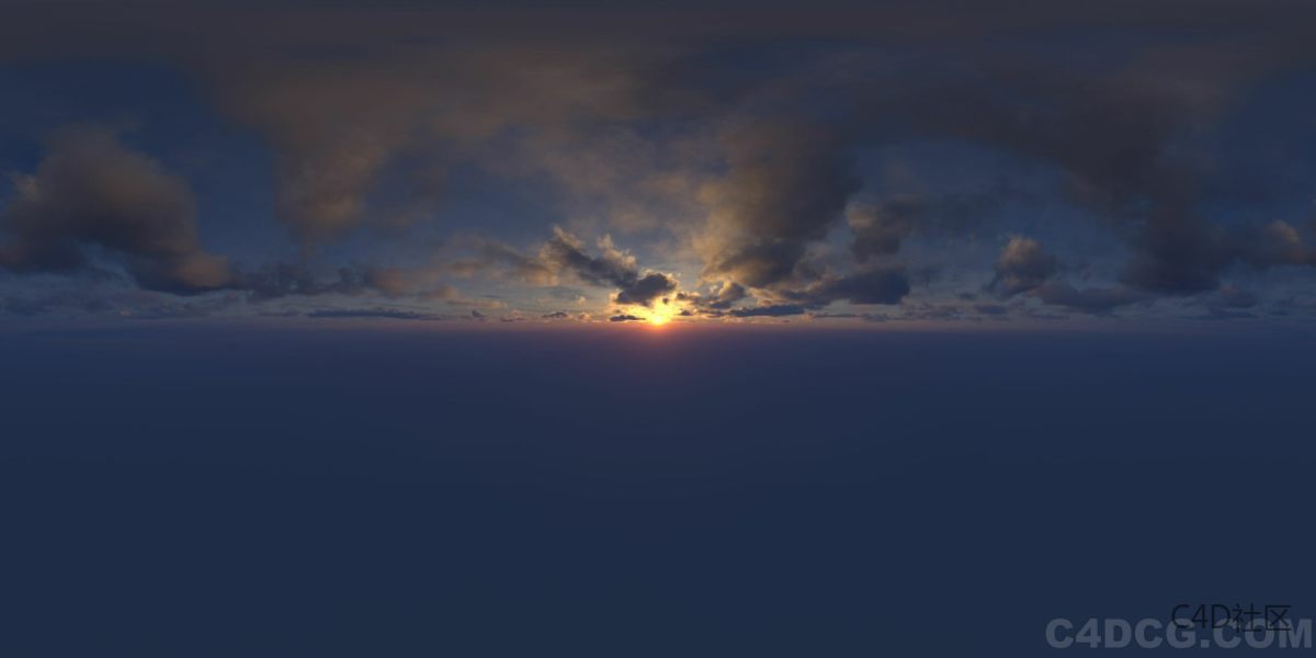 4K-HDRI-全景天空-夕阳日落天空很蓝