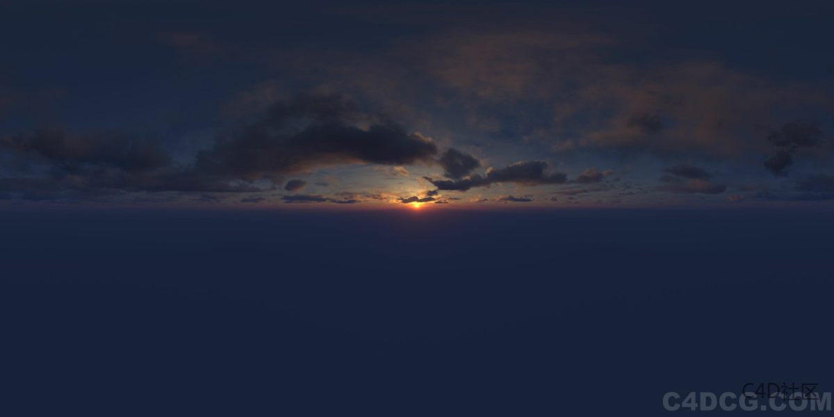 4K-HDRI-全景天空-日落黄昏天空渐渐暗淡