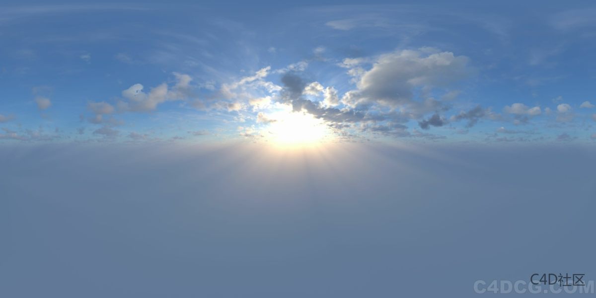 4K-HDRI-全景天空-太阳高照云层丰富