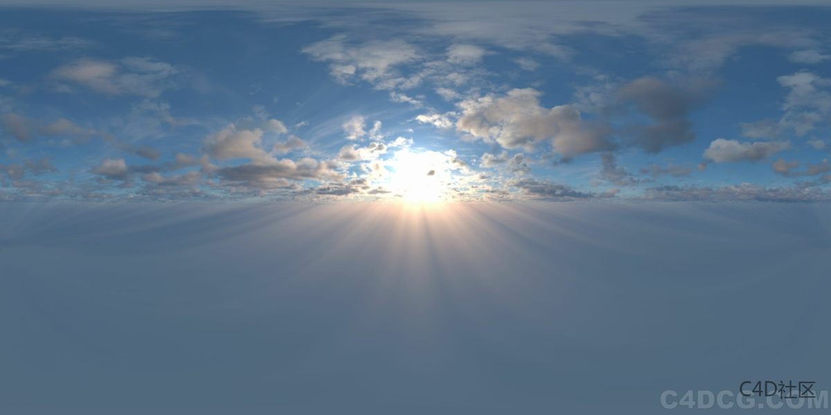 4K-HDRI-全景天空-有太阳有乌云
