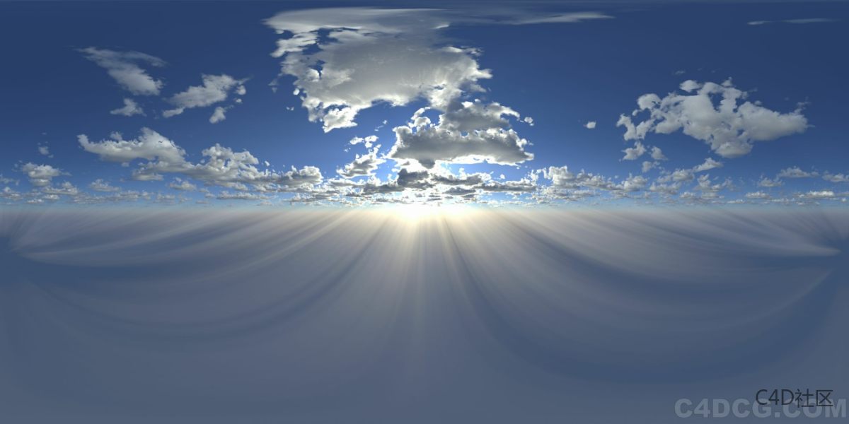4K-HDRI-全景天空-天空很蓝下午两点的太阳