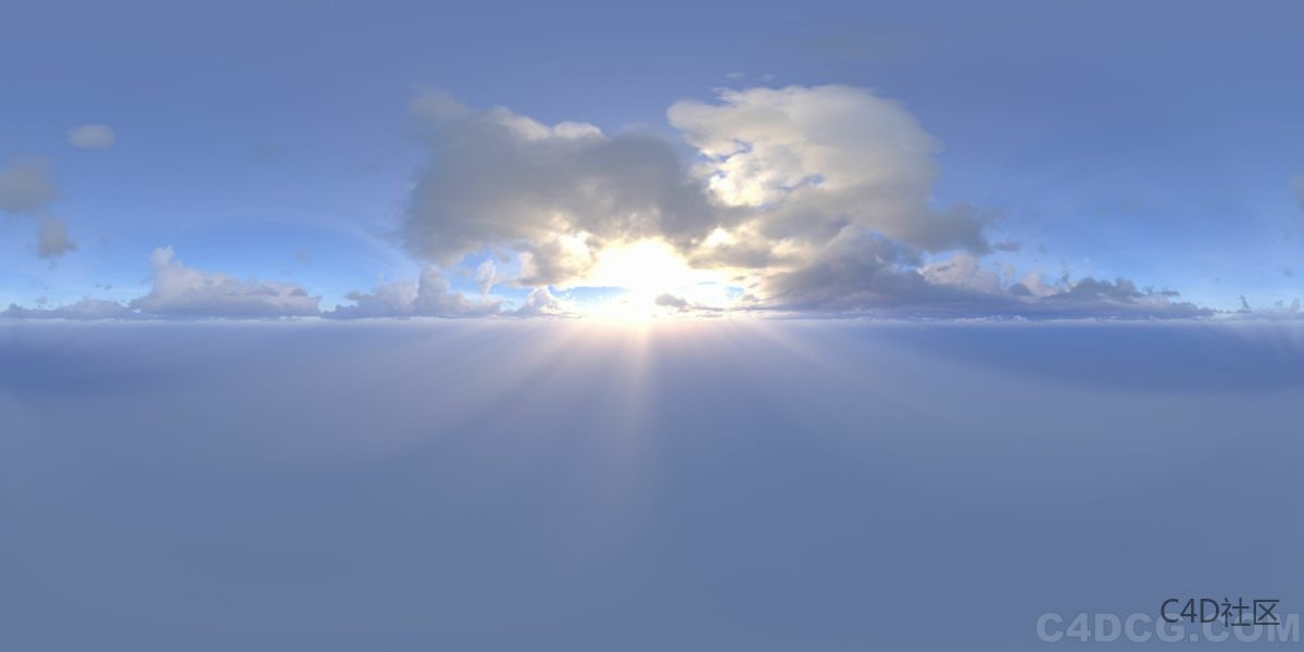 4K-HDRI-全景天空-太阳靠近云朵天空很甜