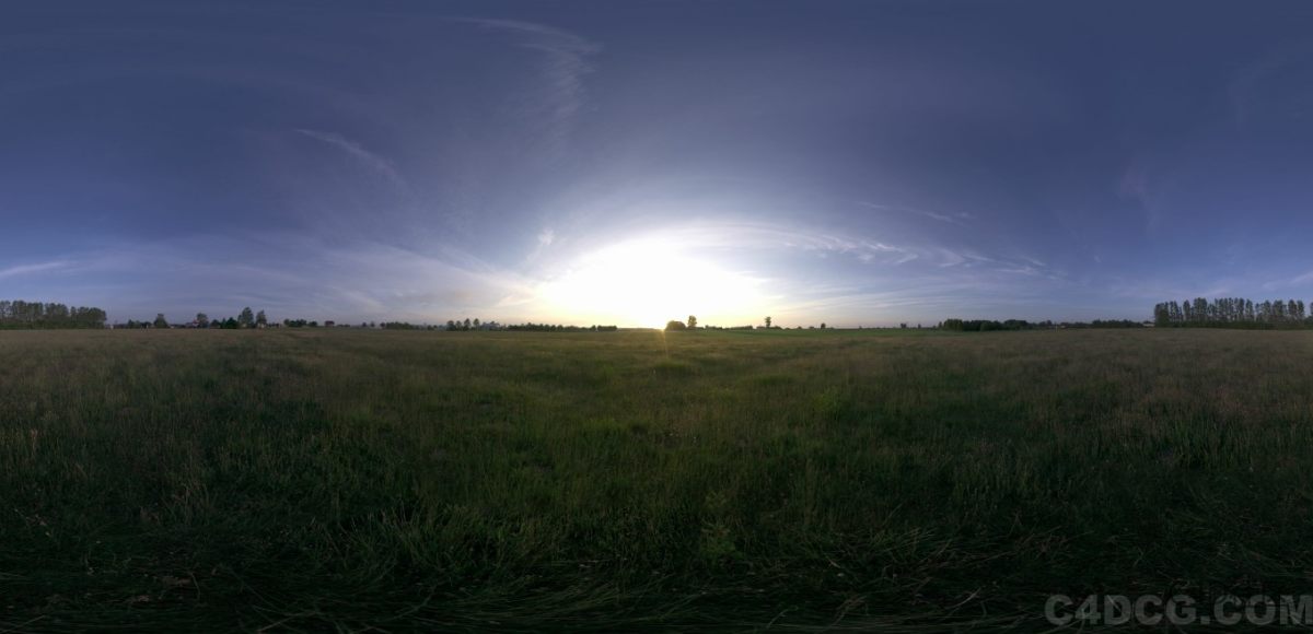 6K全景天空HDRI贴图-夕阳少云