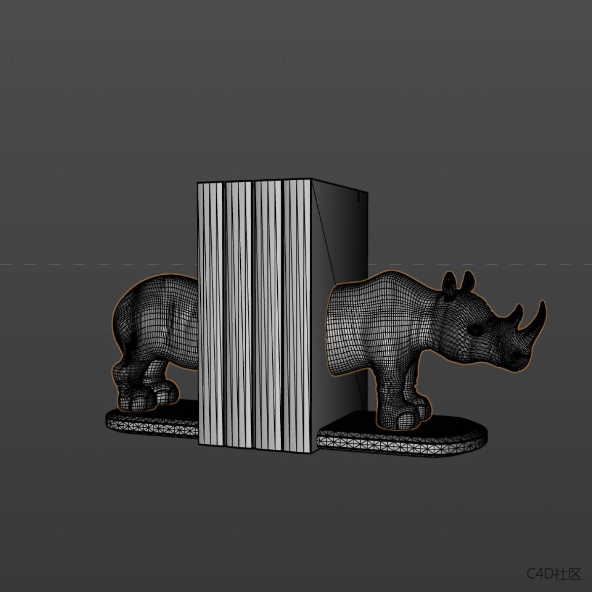 C4D模型-犀牛艺术桌面摆件(含材质)