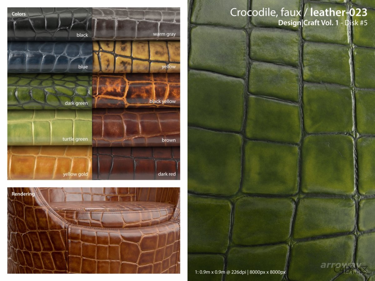 8K皮革材质-大块状的鳄鱼皮纹理