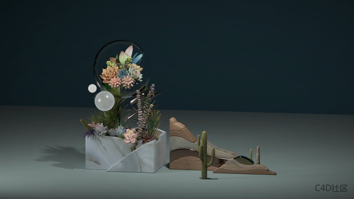 超级花园-C4D动画绿色植物